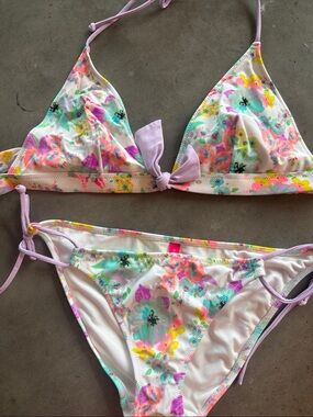 Victoria's Secret Pastel Floral Bikini in White and Pink